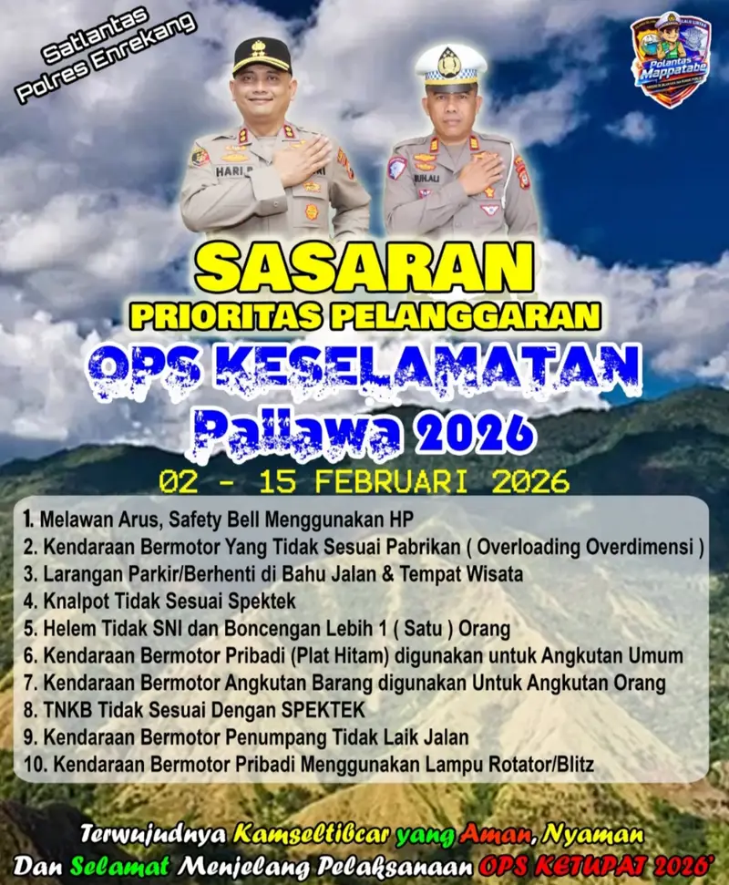 Wujudkan Tertib Lalulintas : Kasat Lantas Polres Enrekang Sampaikan Sasaran Prioritas Operasi Keselamatan Pallawa 2026